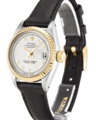 Lady-Datejust White Dial 69173 Leather Perspective View