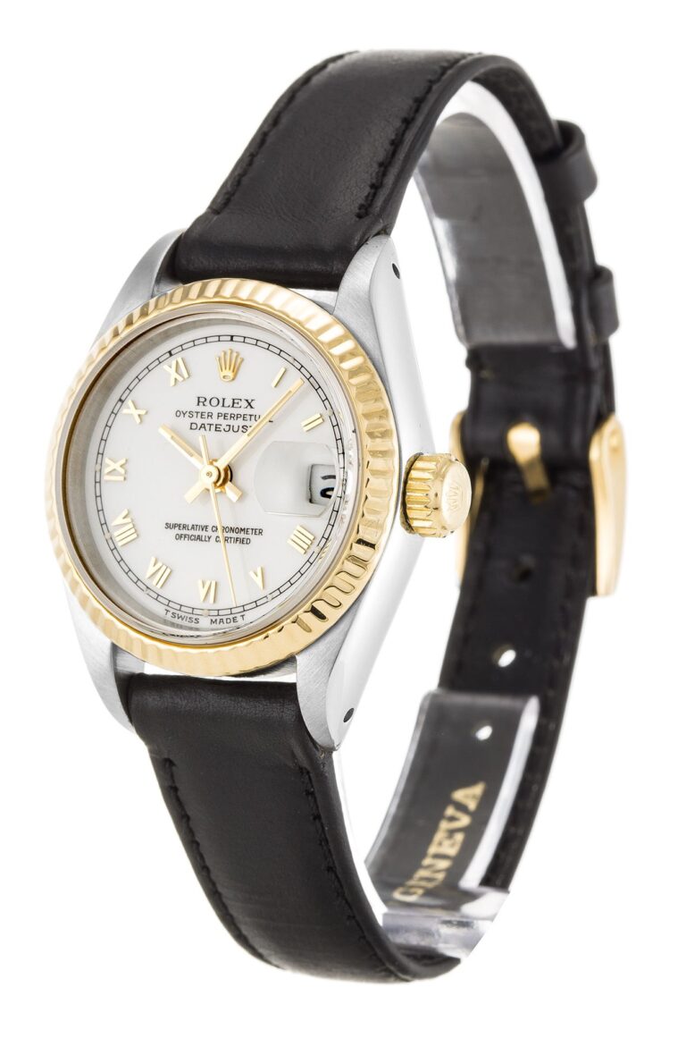 Lady-Datejust White Dial 69173 Leather Perspective View