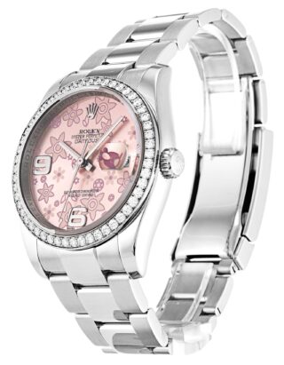 Datejust Pink Floral Dial 116244 Perspective View