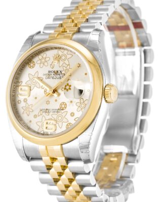 Datejust Silver Floral Dial 116203 Perspective View