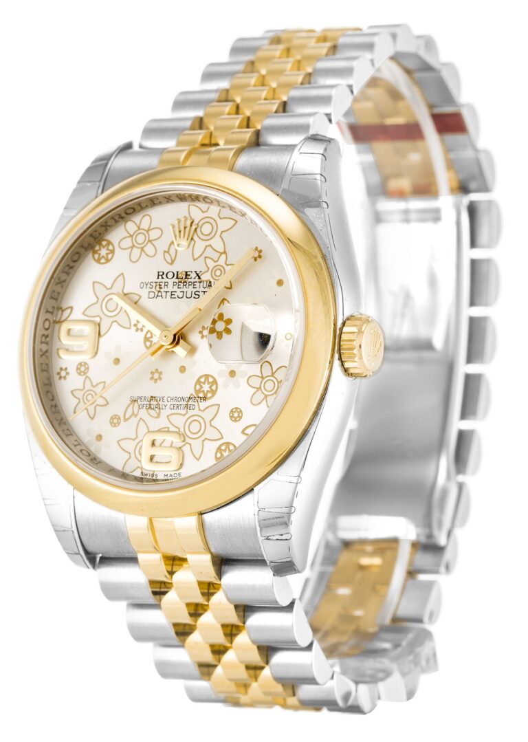 Datejust Silver Floral Dial 116203 Perspective View