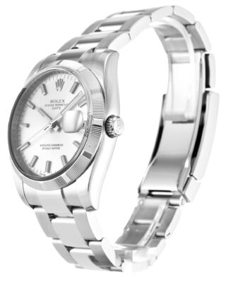 Oyster Perpetual Date Silver Dial 115210 Perspective View