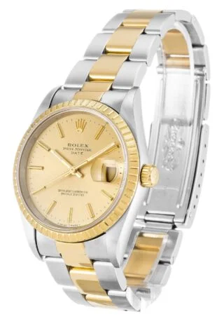 Oyster Perpetual Date Champagne Dial 15223 Perspective View