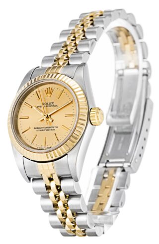 Oyster Perpetual Lady Gold Dial 76193 Perspective View