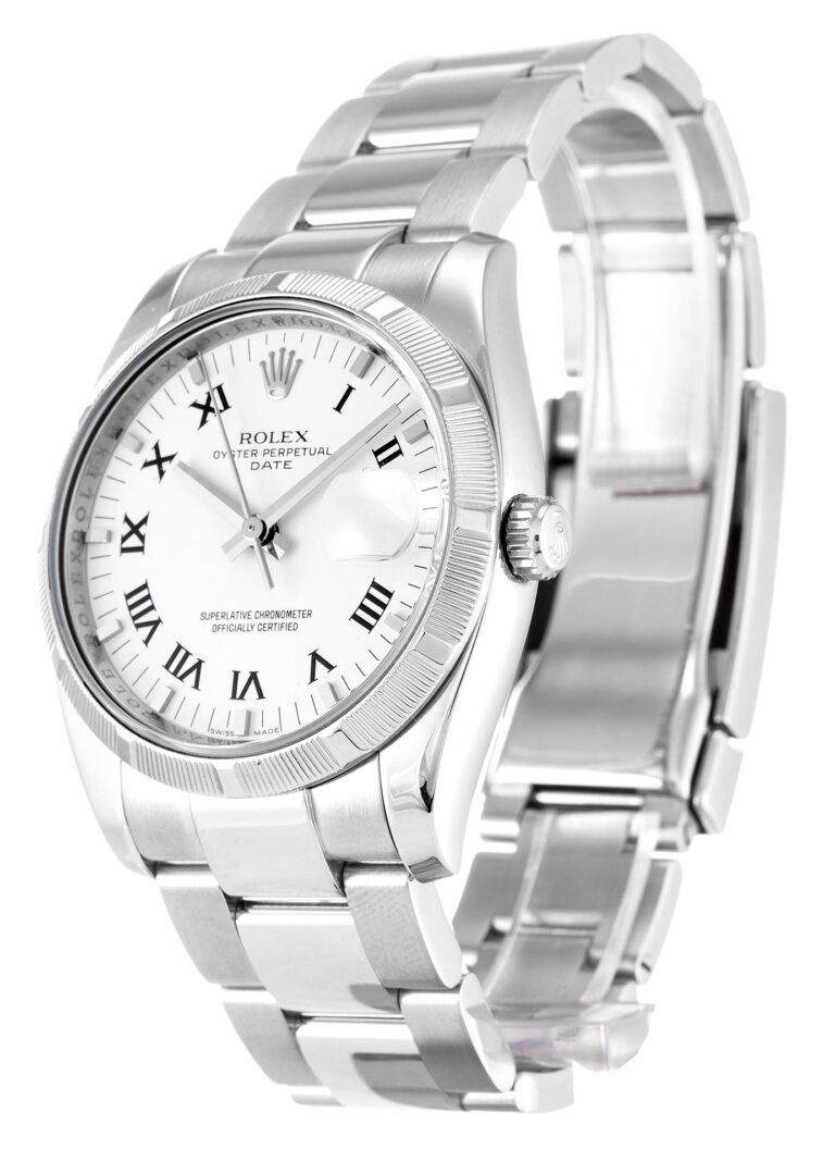 Oyster Perpetual Date White Dial 115210 Perspective View
