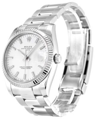 Oyster Perpetual Date White Dial 115234 Perspective View