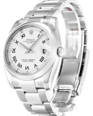 Oyster Perpetual Date White Dial 115200 Perspective View