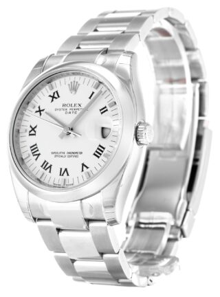 Oyster Perpetual Date White Dial 115200 Perspective View
