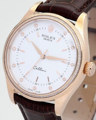 Cellini White Dial 5310 Rose Gold Angle Detail