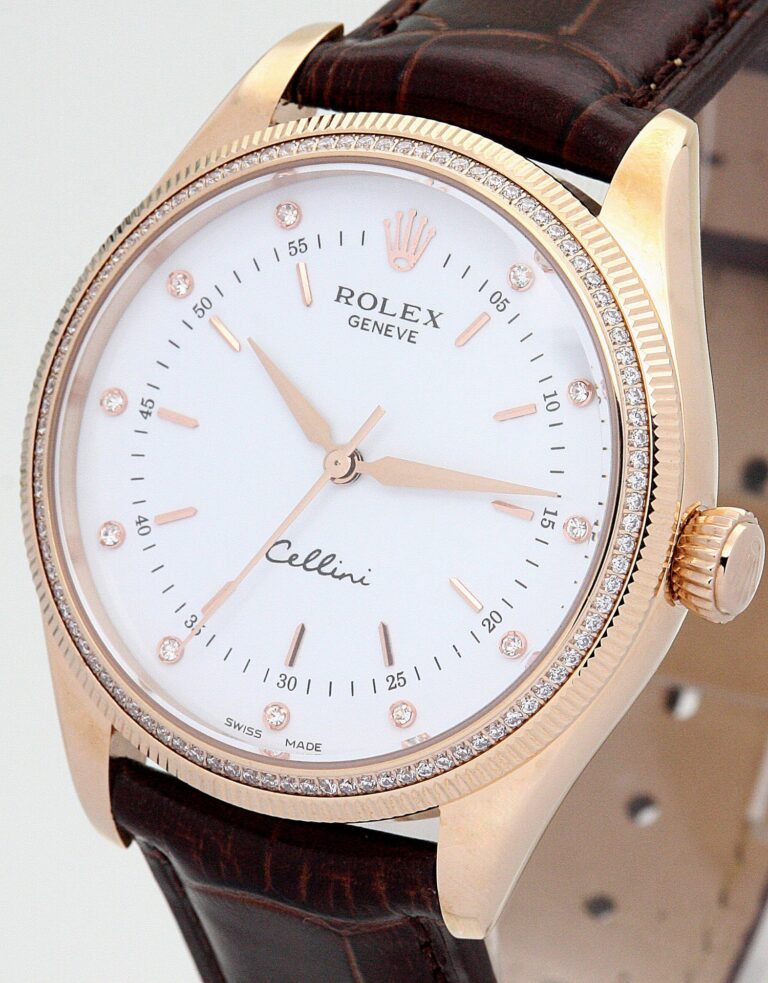 Cellini White Dial 5310 Rose Gold Angle Detail