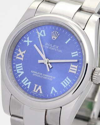 Oyster Perpetual Lady Blue Dial 177200 Angle Detail