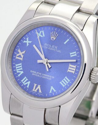 Oyster Perpetual Lady Blue Dial 177200 Angle Detail