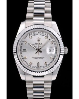 Superclone Day-Date Silver Dial 41995 Perspective View