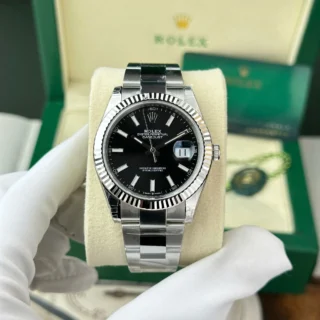Datejust Black Dial Fluted Bezel Oyster Bracelet