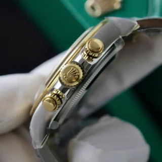 Daytona Black Dial Gold Bezel Two Tone Oyster Bracelet