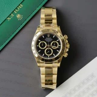 Daytona Black Dial Gold Bezel Gold Case Oyster Bracelet