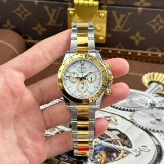 Dayton White Dial Gold Bezel Two Tone Oyster Bracelet