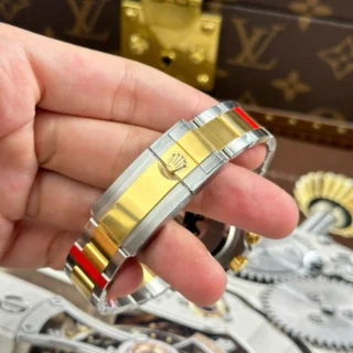 Dayton White Dial Gold Bezel Two Tone Oyster Bracelet