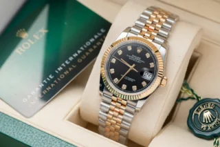 Datejust Black Dial Diamond Numerals Jubilee Bracelet Two Toned