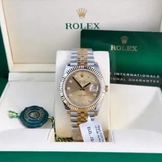 Datejust Gold Dial Fluted Bezel Two Tone Jubilee Bracelet