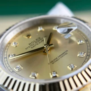 Datejust Gold Dial Fluted Bezel Two Tone Jubilee Bracelet