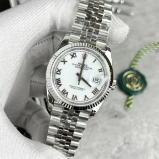 Datejust White Dial Fluted Bezel Jubilee Bracelet