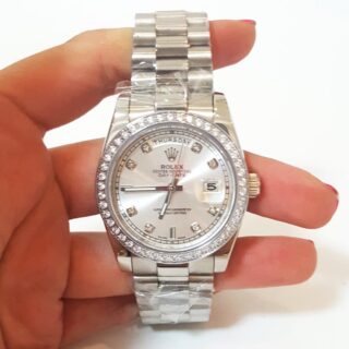 Day-Date Silver Dial 118346 Angle Detail