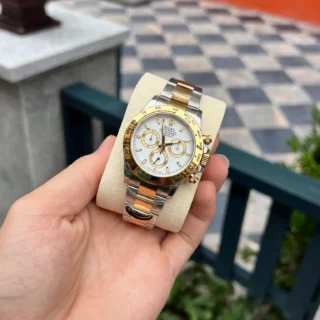 Daytona White Dial Gold Case Two Tone Oyster Bracelet