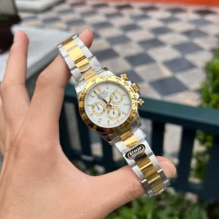 Daytona White Dial Gold Case Two Tone Oyster Bracelet