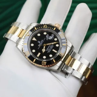 Super Clone Submariner Black Dial Black Bezel Two Tone Oyster Bracelet