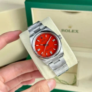 Oyster Perpetual Coral Dial Smooth Bezel Oyster Bracelet