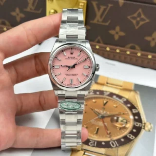 Oyster Perpetual Pink Dial Smooth Bezel Oyster Bracelet