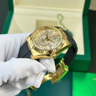 Sky-Dweller Gold Dial Gold Case Oysterflex Bracelet
