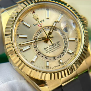 Sky-Dweller Gold Dial Gold Case Oysterflex Bracelet