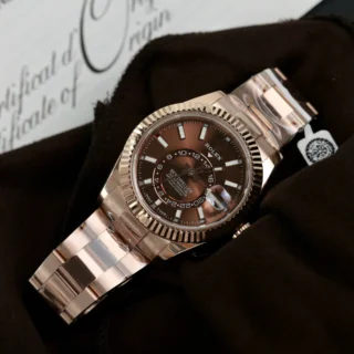 Sky-Dweller Rose Gold Chocolate Dial Oyster Bracelet
