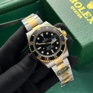 Submariner Black Dial Black Bezel Two Tone Gold Oyster Bracelet