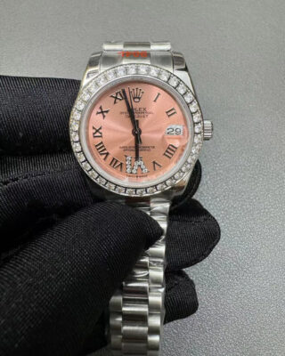 Datejust Pink set with diamonds Dial 278384RBR Perspective View