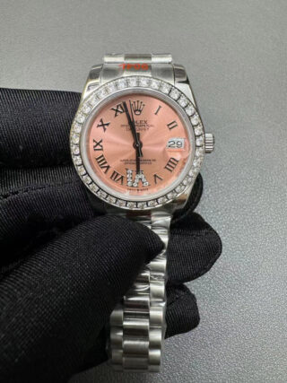Datejust Pink set with diamonds Dial 278384RBR Perspective View