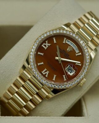 Superclone Day-Date Carnelian Dial 128348RBR Close-Up Focus