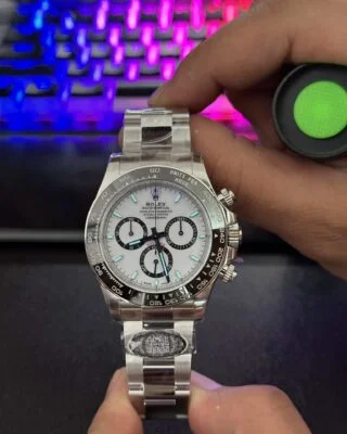Superclone Daytona "Panda" White Dial 126500LN Close-Up Focus