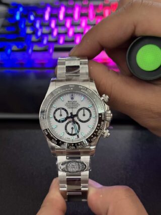 Superclone Daytona "Panda" White Dial 126500LN Close-Up Focus