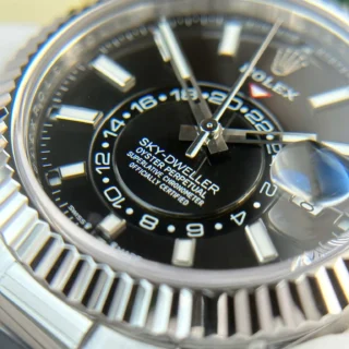 Sky-Dweller Black Dial Steel Case Oysterflex Bracelet