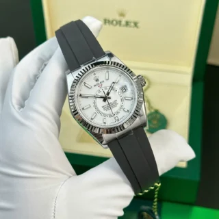 Sky-Dweller White Dial Steel Case Oysterflex Bracelet