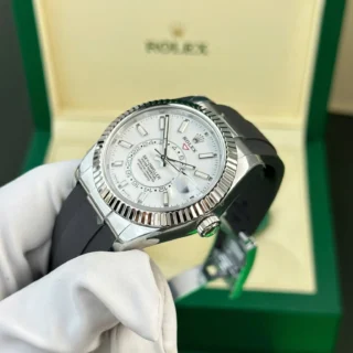 Sky-Dweller White Dial Steel Case Oysterflex Bracelet