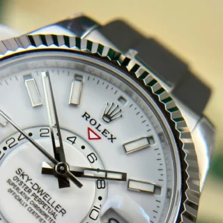 Sky-Dweller White Dial Steel Case Oysterflex Bracelet