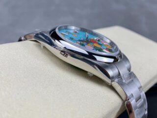 Superclone Oyster Perpetual Turquoise Dial 124300 Profile Shot
