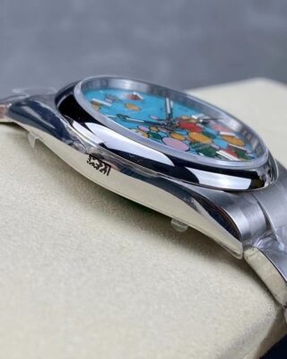 Superclone Oyster Perpetual Turquoise Dial 124300 Profile Shot