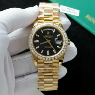 Day Date Black Dial Diamond Bezel Presidential Bracelet