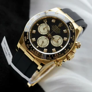 Daytona Black Dial Black Bezel Golden Case Oysterflex Bracelet