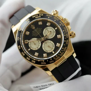 Daytona Black Dial Black Bezel Golden Case Oysterflex Bracelet